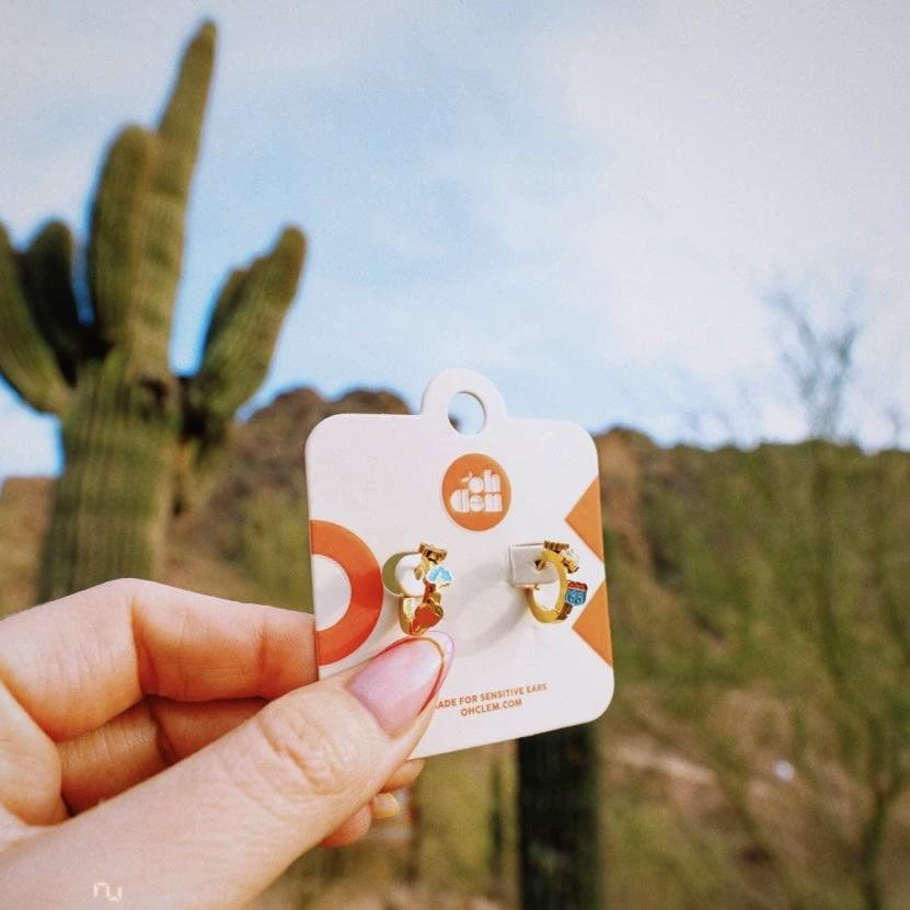 Arizona Desert 3D Huggie Hoop Earrings by Oh Clementine