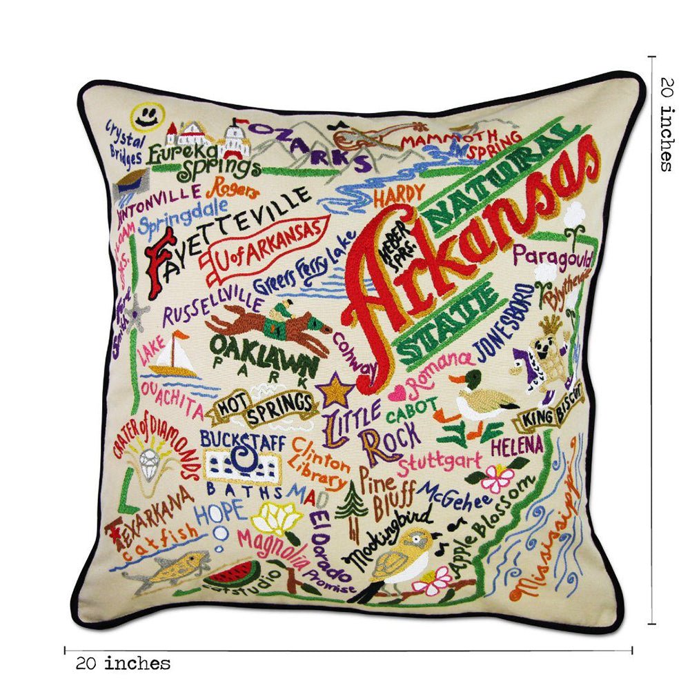Arkansas Hand - Embroidered Pillow Pillows La Vie Bien Arkansas Hand - Embroidered Pillow