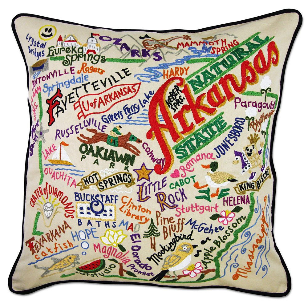 Arkansas Hand - Embroidered Pillow Pillows La Vie Bien Arkansas Hand - Embroidered Pillow