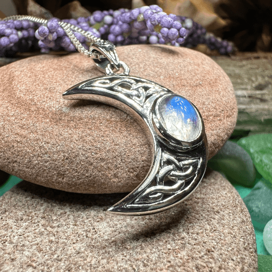 Arlynn Celtic Crescent Moon Necklace in Sterling Silver Pendant La Vie Bien Arlynn Celtic Crescent Moon Necklace in Sterling Silver