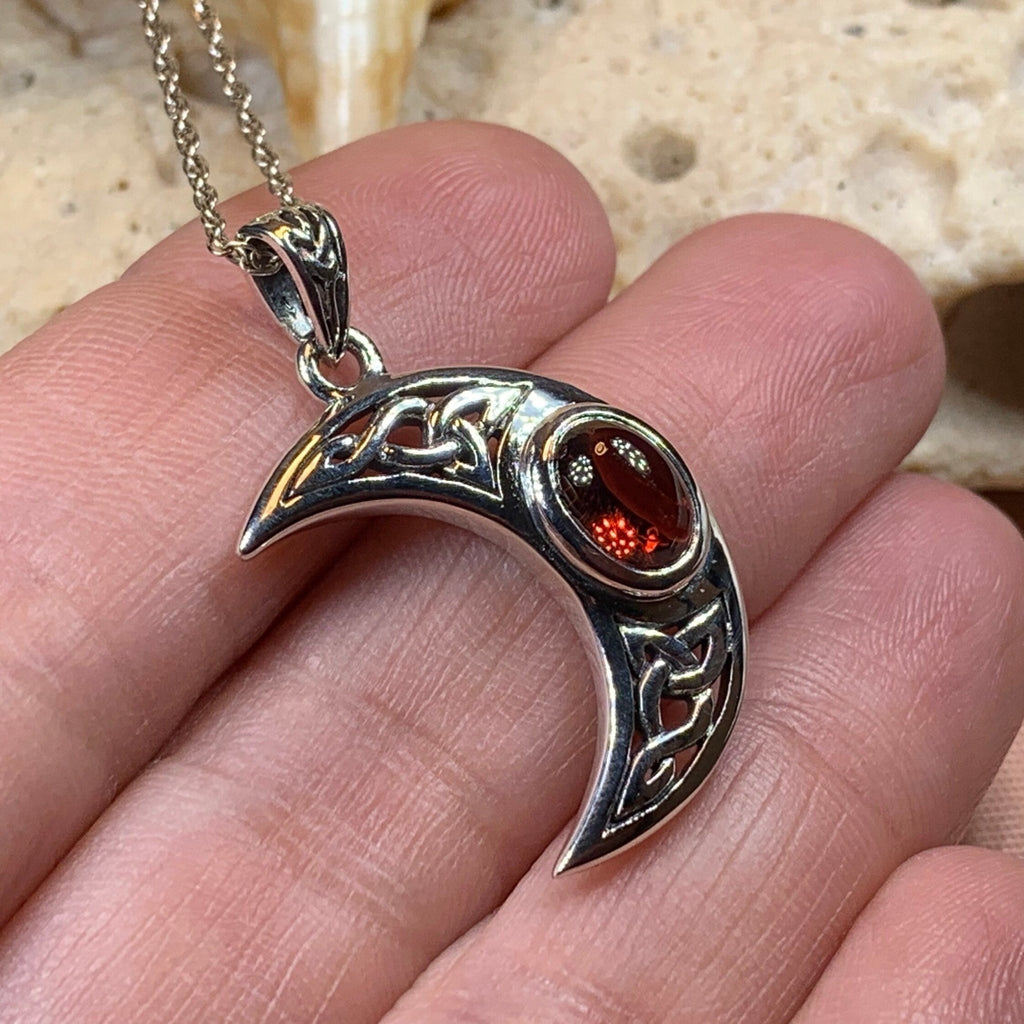 Arlynn Celtic Crescent Moon Necklace in Sterling Silver Pendant La Vie Bien Arlynn Celtic Crescent Moon Necklace in Sterling Silver