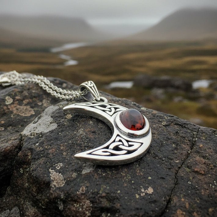 Arlynn Celtic Crescent Moon Necklace in Sterling Silver Pendant La Vie Bien Arlynn Celtic Crescent Moon Necklace in Sterling Silver