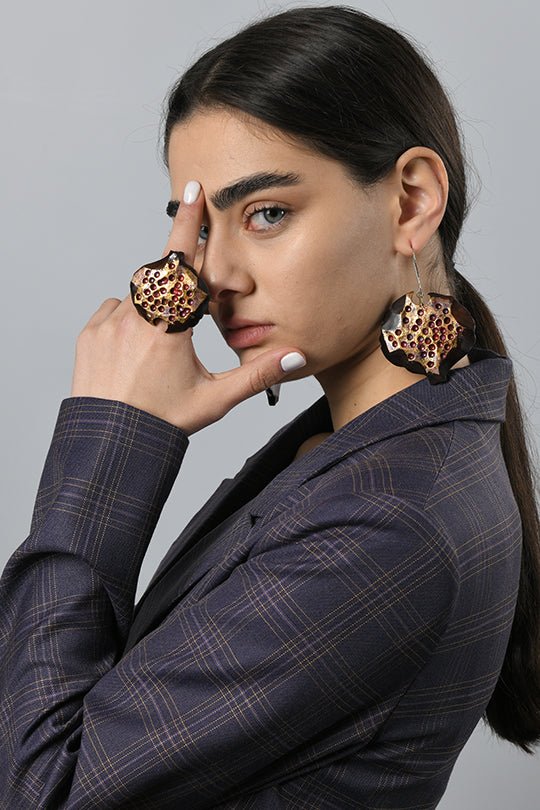 Armenian Pomegranate Wooden Earrings — Handcrafted in Armenia | Lightweight Statement Earrings | Gift for Her Wooden Earring La Vie Bien Armenian Pomegranate Wooden Earrings — Handcrafted in Armenia | Lightweight Statement Earrings | Gift for Her