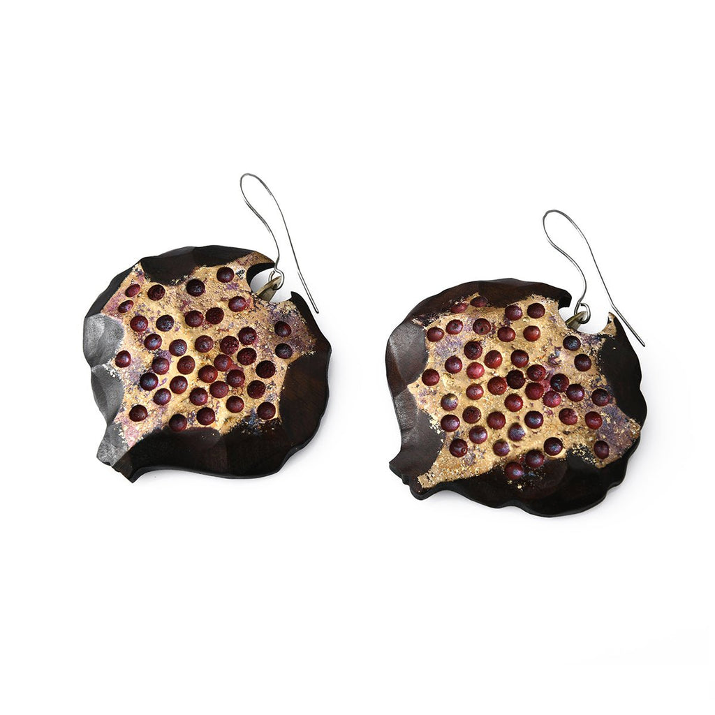 Armenian Pomegranate Wooden Earrings — Handcrafted in Armenia | Lightweight Statement Earrings | Gift for Her Wooden Earring La Vie Bien Armenian Pomegranate Wooden Earrings — Handcrafted in Armenia | Lightweight Statement Earrings | Gift for Her