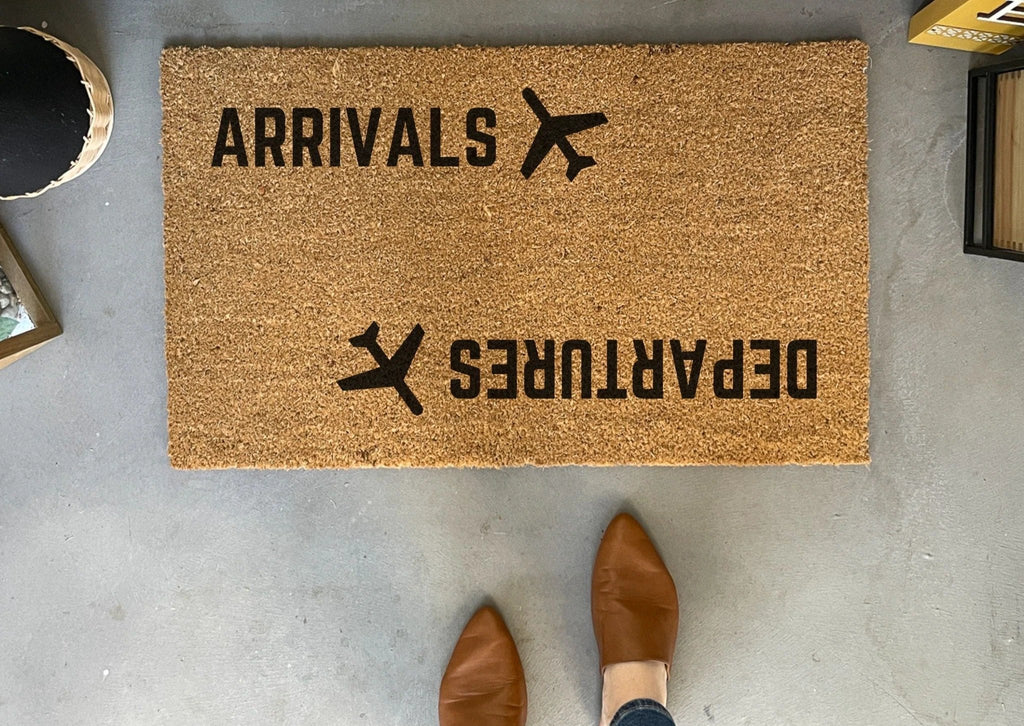 Arrivals Departures Airplane Doormat by Nickel Designs Custom Doormats