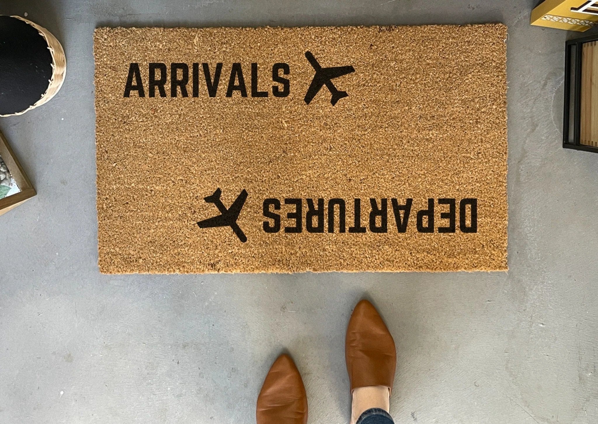 Arrivals Departures Airplane Doormat by Nickel Designs Custom Doormats