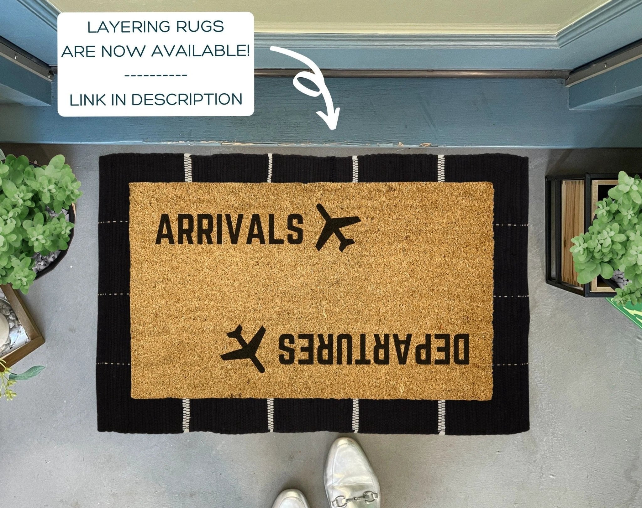 Arrivals Departures Airplane Doormat by Nickel Designs Custom Doormats