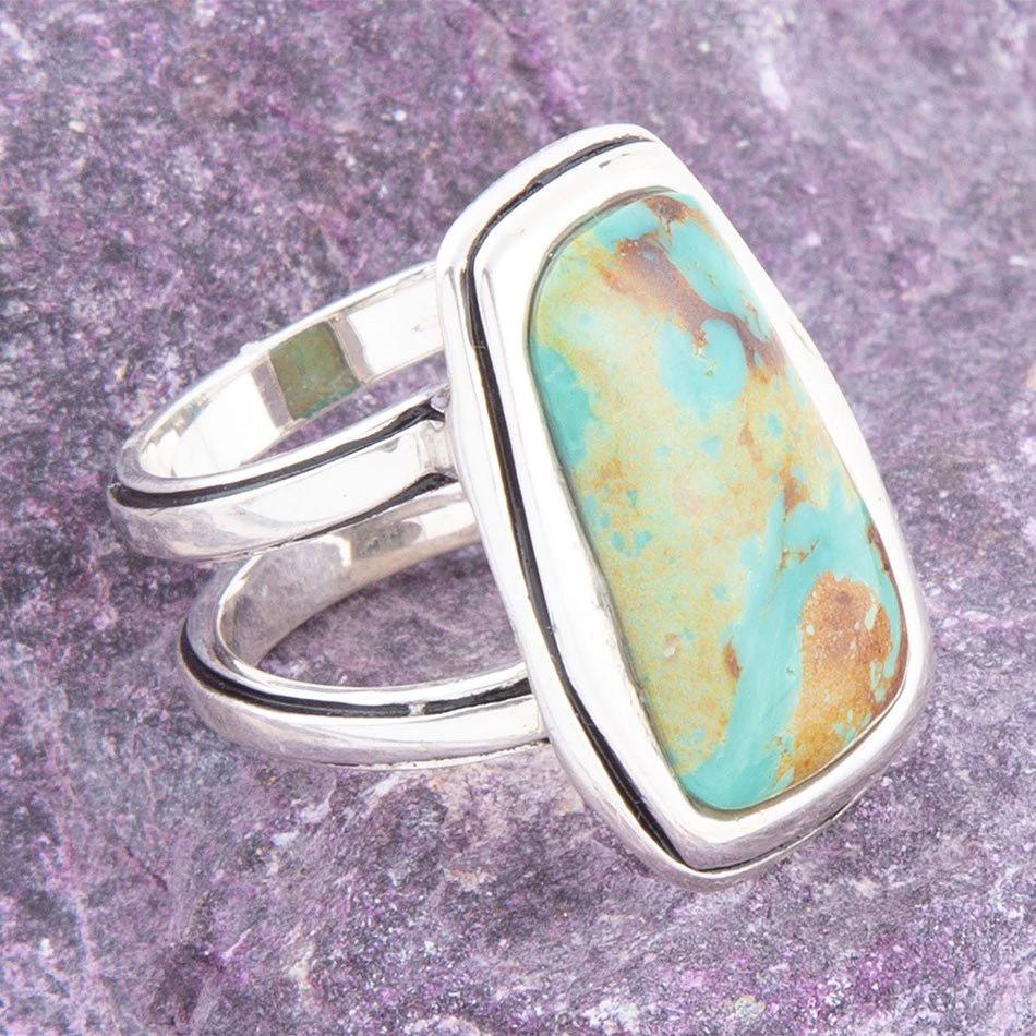 Art Blue Turquoise and Sterling Silver Statement Ring by Barse Jewelry