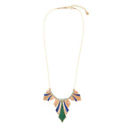 Art Deco Colorful Inlaid Golden Statement Necklace by Barse Jewelry