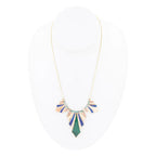Art Deco Colorful Inlaid Golden Statement Necklace by Barse Jewelry