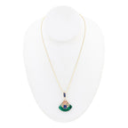 Art Deco Colorful Inlay Golden Pendant Necklace
