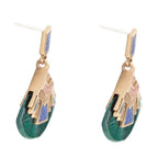 Art Deco Multi Colored Golden Earrings Earrings La Vie Bien Art Deco Multi Colored Golden Earrings
