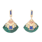 Art Deco Multi Colored Golden Earrings Earrings La Vie Bien Art Deco Multi Colored Golden Earrings