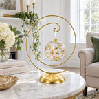Art Deco Swirl Gold Metal Ornament Display Stand 10 Inches Ornament Stands La Vie Bien Art Deco Swirl Gold Metal Ornament Display Stand 10 Inches