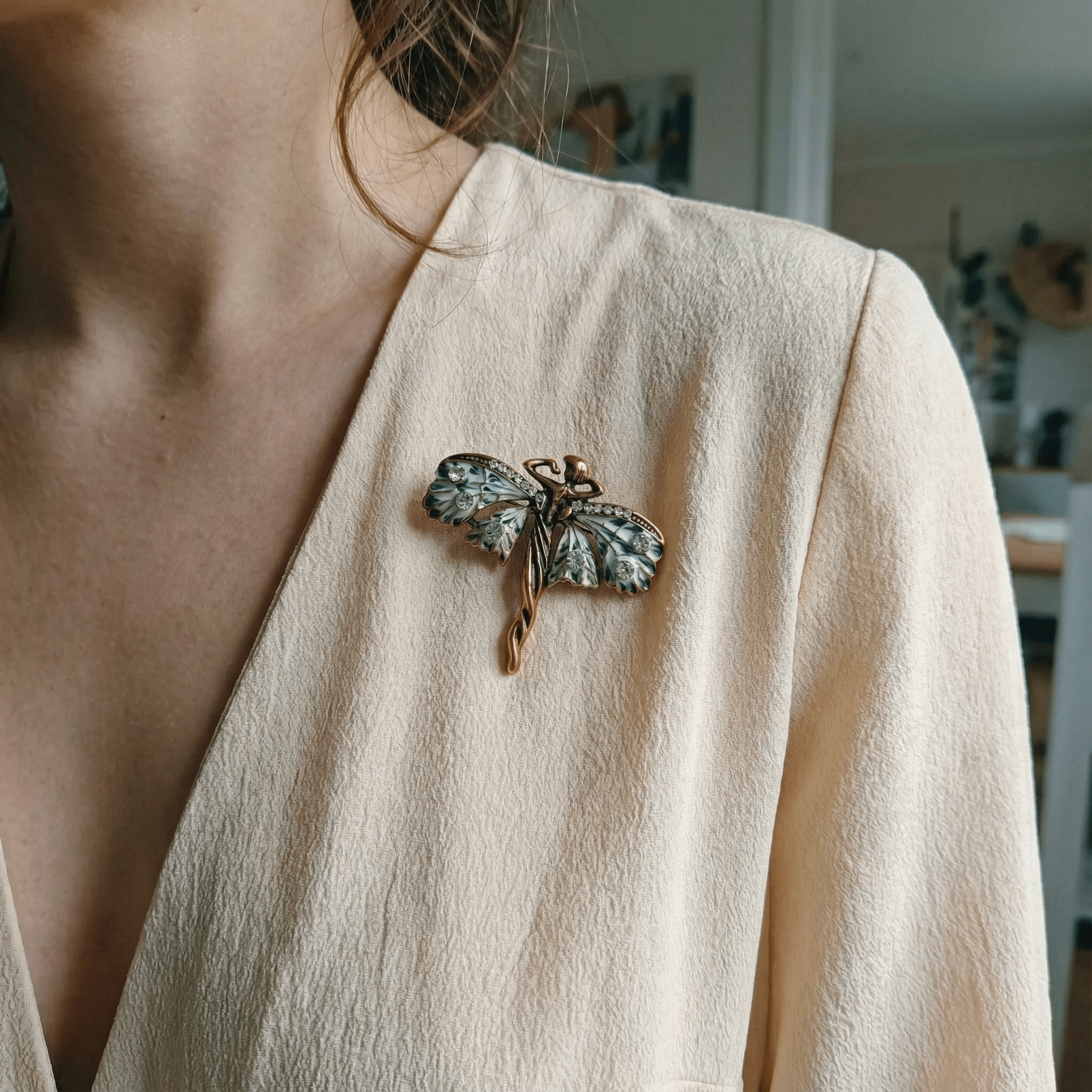 Art Nouveau Fairy Brooch | Vintage Enchanted Fairytale Pin 1.8" x 1.6" Brooches & Lapel Pins La Vie Bien Art Nouveau Fairy Brooch | Vintage Enchanted Fairytale Pin 1.8" x 1.6"