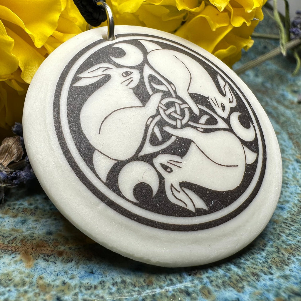 Artisan Celtic Leaping Hares Necklace - Handmade in the U.S.A. Pendant La Vie Bien Artisan Celtic Leaping Hares Necklace - Handmade in the U.S.A.