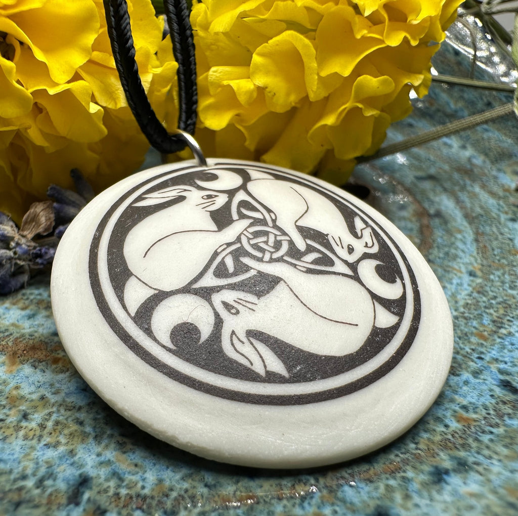 Artisan Celtic Leaping Hares Necklace - Handmade in the U.S.A. Pendant La Vie Bien Artisan Celtic Leaping Hares Necklace - Handmade in the U.S.A.
