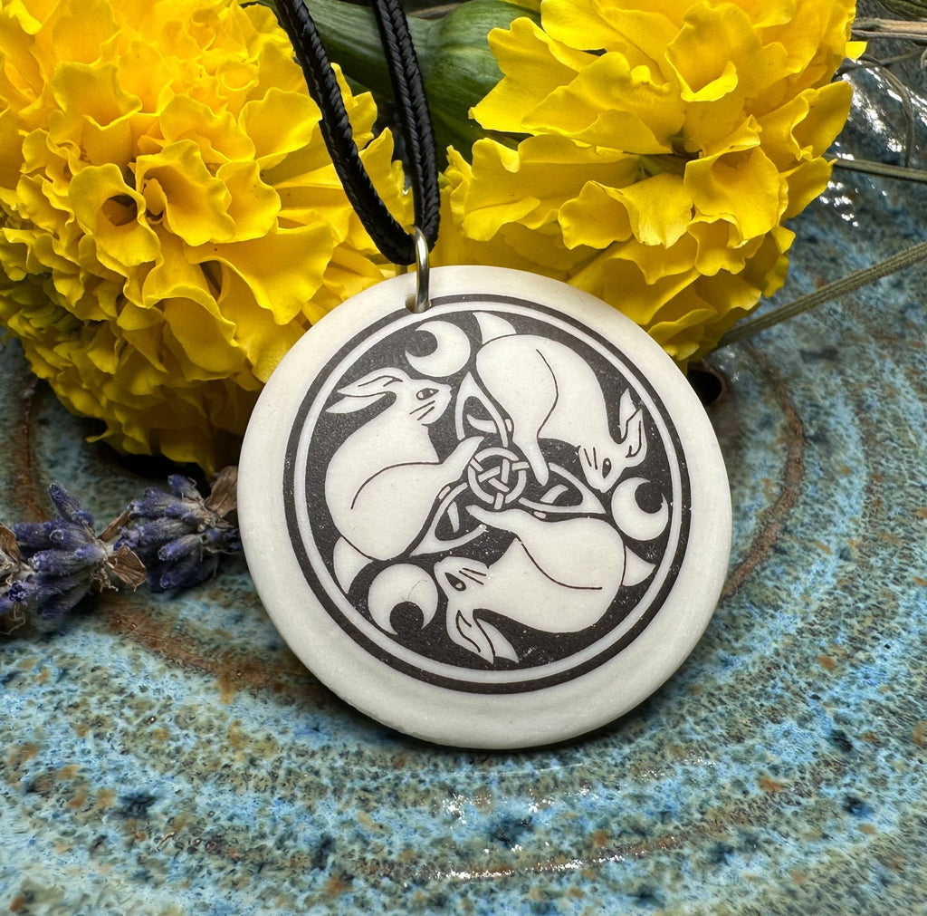 Artisan Celtic Leaping Hares Necklace - Handmade in the U.S.A. Pendant La Vie Bien Artisan Celtic Leaping Hares Necklace - Handmade in the U.S.A.