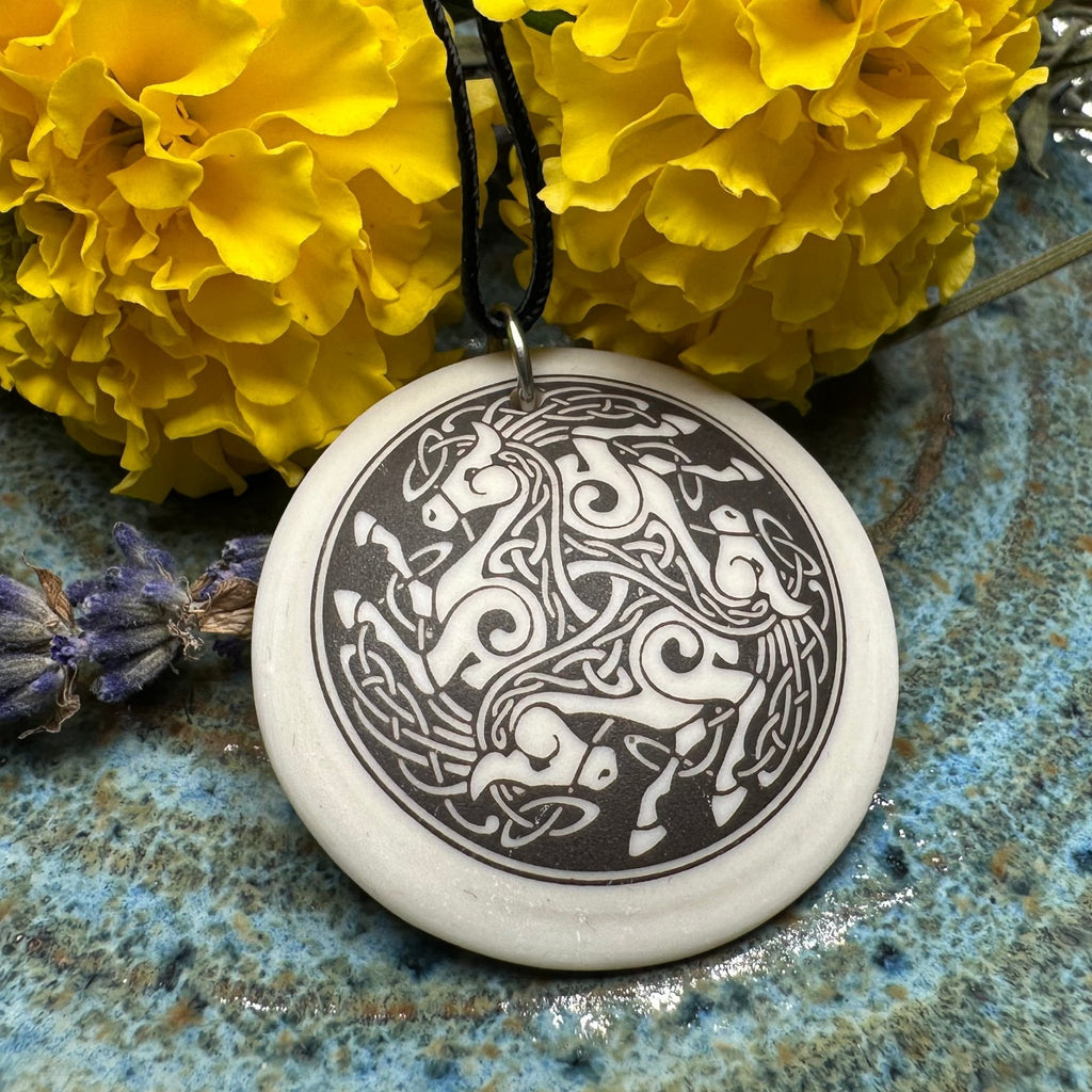 Artisan Celtic Triple Horse Necklace - Handmade in the U.S.A. Pendant La Vie Bien Artisan Celtic Triple Horse Necklace - Handmade in the U.S.A.