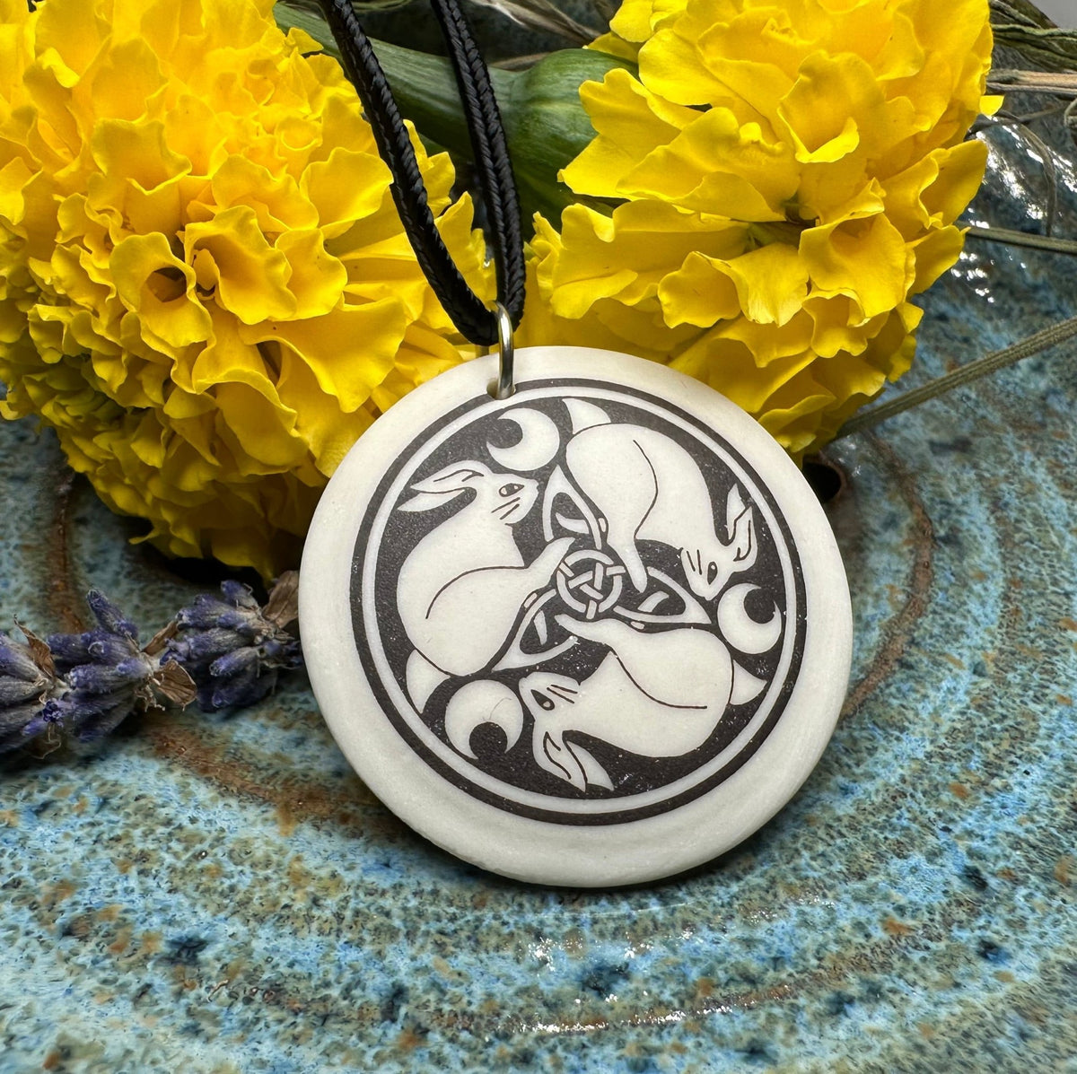 Artisan Celtic Triple Rabbit Necklace - Handmade in the U.S.A. Pendant La Vie Bien Artisan Celtic Triple Rabbit Necklace - Handmade in the U.S.A.