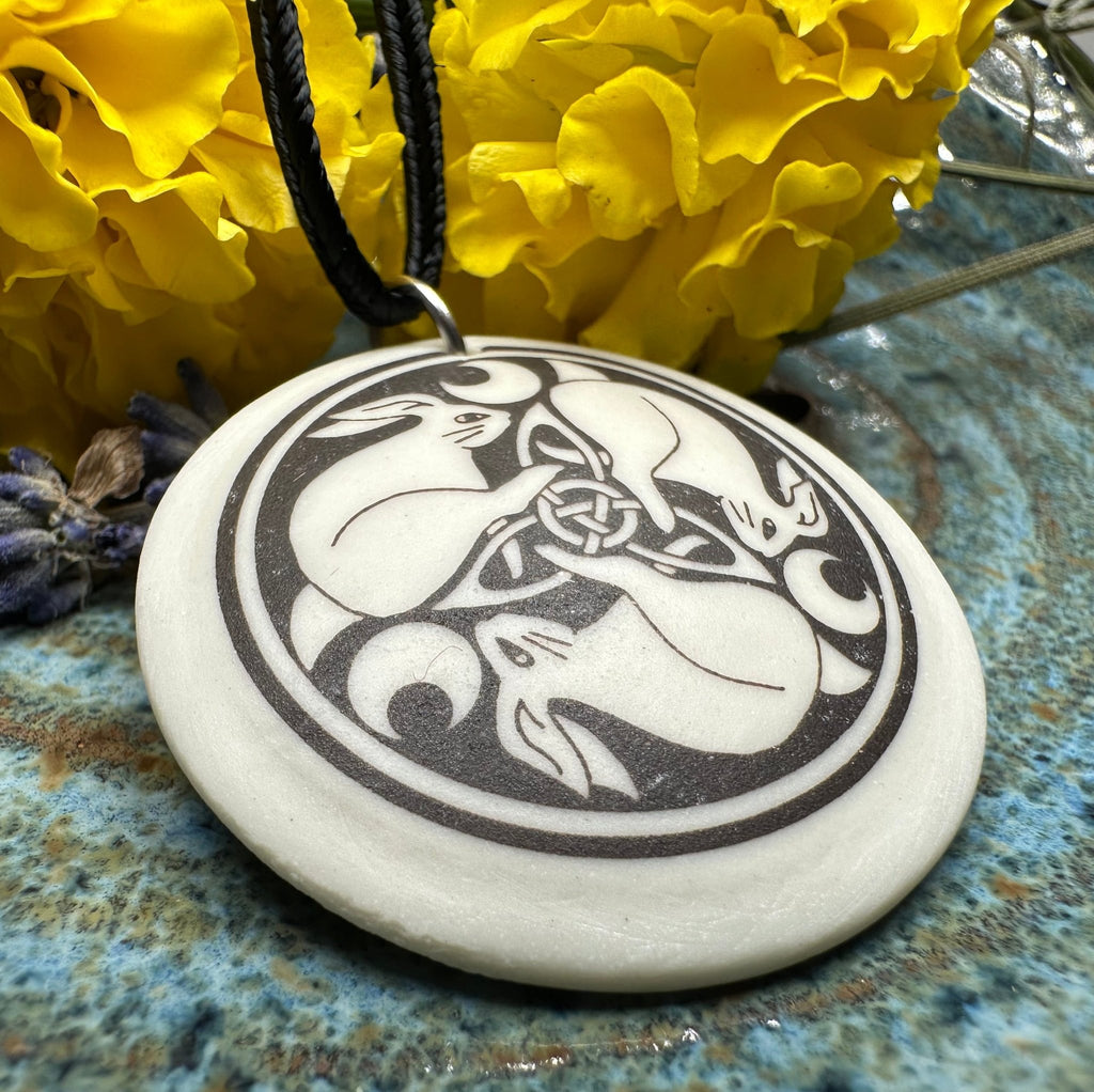 Artisan Celtic Triple Rabbit Necklace - Handmade in the U.S.A. Pendant La Vie Bien Artisan Celtic Triple Rabbit Necklace - Handmade in the U.S.A.