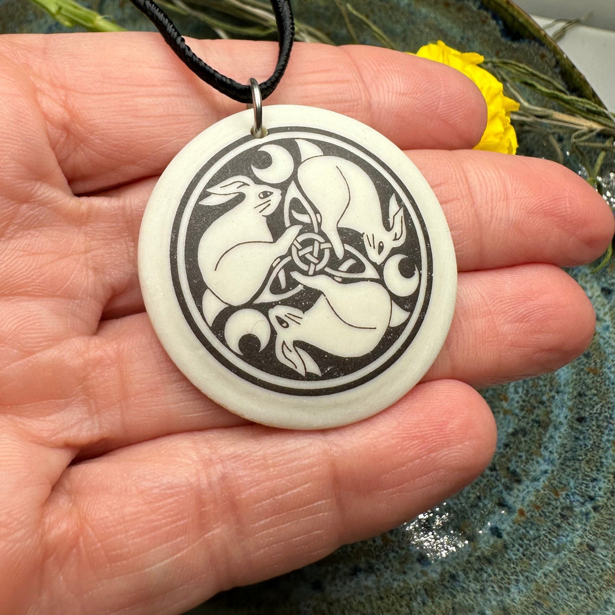 Artisan Celtic Triple Rabbit Necklace - Handmade in the U.S.A. Pendant La Vie Bien Artisan Celtic Triple Rabbit Necklace - Handmade in the U.S.A.