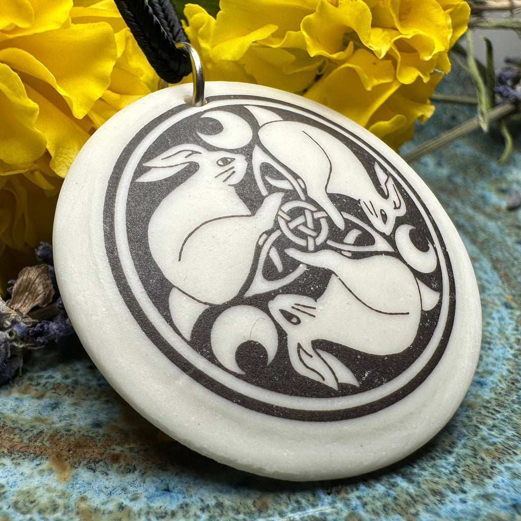 Artisan Celtic Triple Rabbit Necklace - Handmade in the U.S.A. Pendant La Vie Bien Artisan Celtic Triple Rabbit Necklace - Handmade in the U.S.A.
