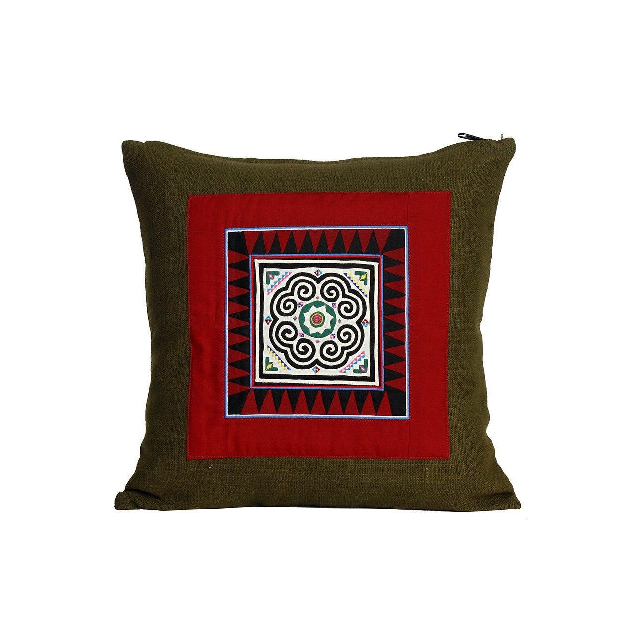 Artisan Crafted Karen Vintage Fabric Embroidered Cushion - Thailand Decor La Vie Bien Artisan Crafted Karen Vintage Fabric Embroidered Cushion - Thailand