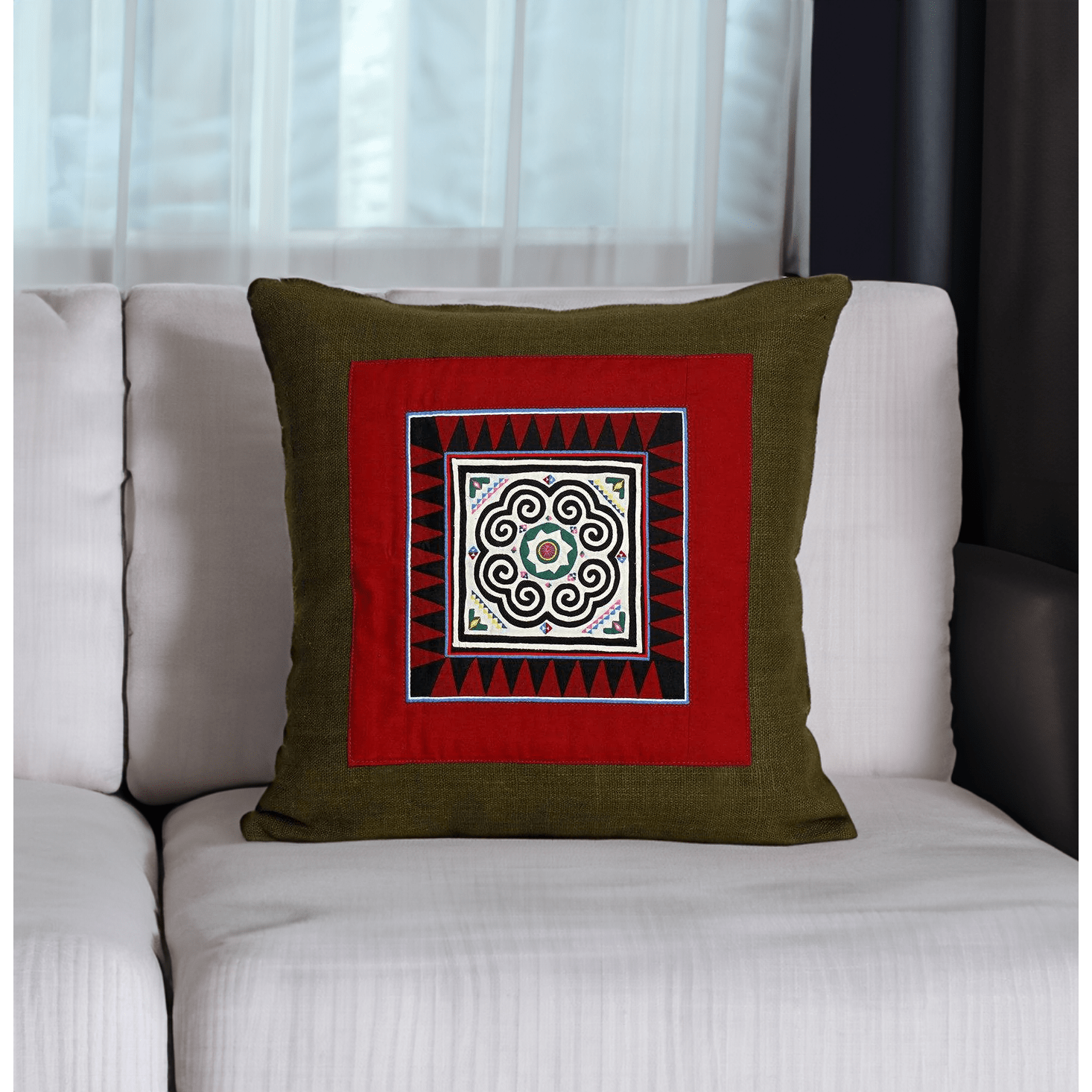 Artisan Crafted Karen Vintage Fabric Embroidered Cushion - Thailand Decor La Vie Bien Artisan Crafted Karen Vintage Fabric Embroidered Cushion - Thailand