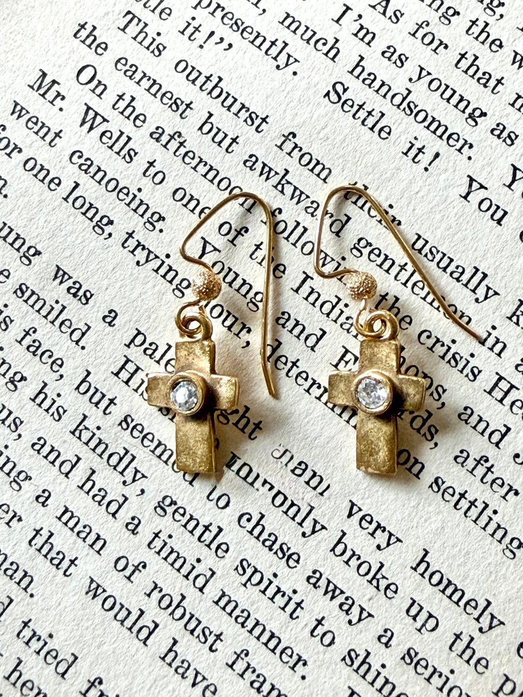Artisan Cross Earrings, handmade in gold or silver Earrings La Vie Bien Artisan Cross Earrings, handmade in gold or silver