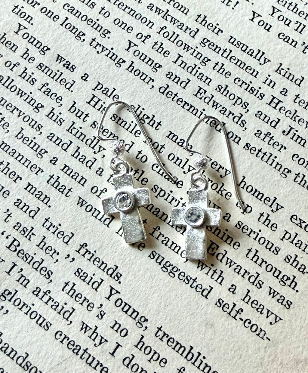 Artisan Cross Earrings, handmade in gold or silver Earrings La Vie Bien Artisan Cross Earrings, handmade in gold or silver