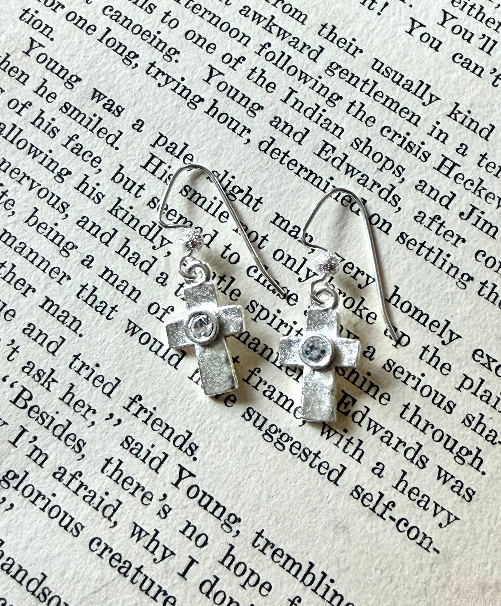 Artisan Cross Earrings, handmade in gold or silver Earrings La Vie Bien Artisan Cross Earrings, handmade in gold or silver