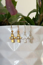 Artisan Cross Earrings, handmade in gold or silver Earrings La Vie Bien Artisan Cross Earrings, handmade in gold or silver