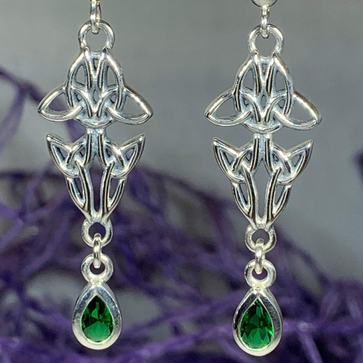 Artisan Long Trinity Knot Earrings in Sterling Silver Dangle Earrings La Vie Bien Artisan Long Trinity Knot Earrings in Sterling Silver
