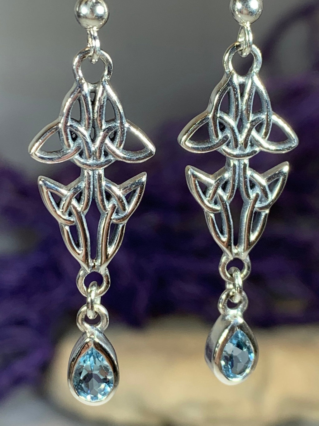 Artisan Long Trinity Knot Earrings in Sterling Silver Dangle Earrings La Vie Bien Artisan Long Trinity Knot Earrings in Sterling Silver