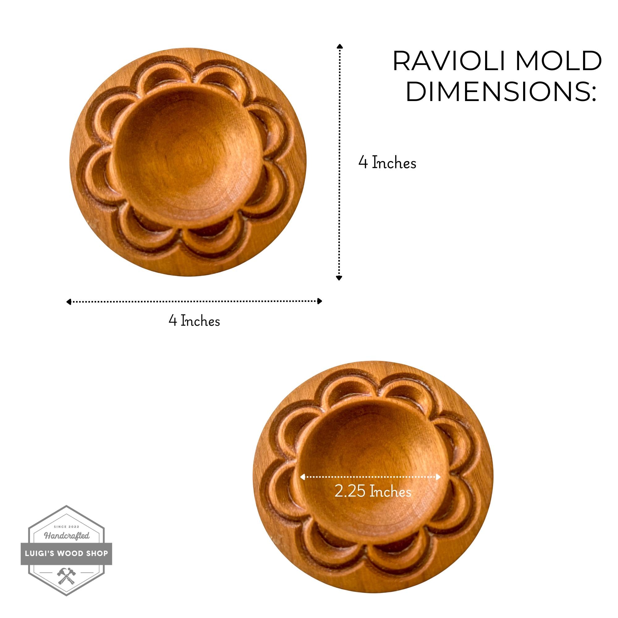Artisan Ravioli Mold – Solid Wood, Detailed Design
