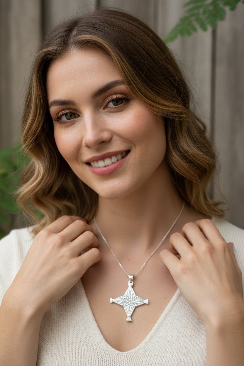 Artisan Sterling Silver Irish St. Brigid's Cross Necklace - Made in Ireland Pendant La Vie Bien Artisan Sterling Silver Irish St. Brigid's Cross Necklace - Made in Ireland
