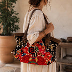 Artista Applique Textile Unique Leather Shoulder Handbag Tote - Thailand Bags La Vie Bien Artista Applique Textile Unique Leather Shoulder Handbag Tote - Thailand