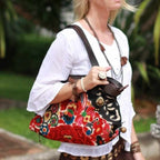 Artista Applique Textile Unique Leather Shoulder Handbag Tote - Thailand Bags La Vie Bien Artista Applique Textile Unique Leather Shoulder Handbag Tote - Thailand