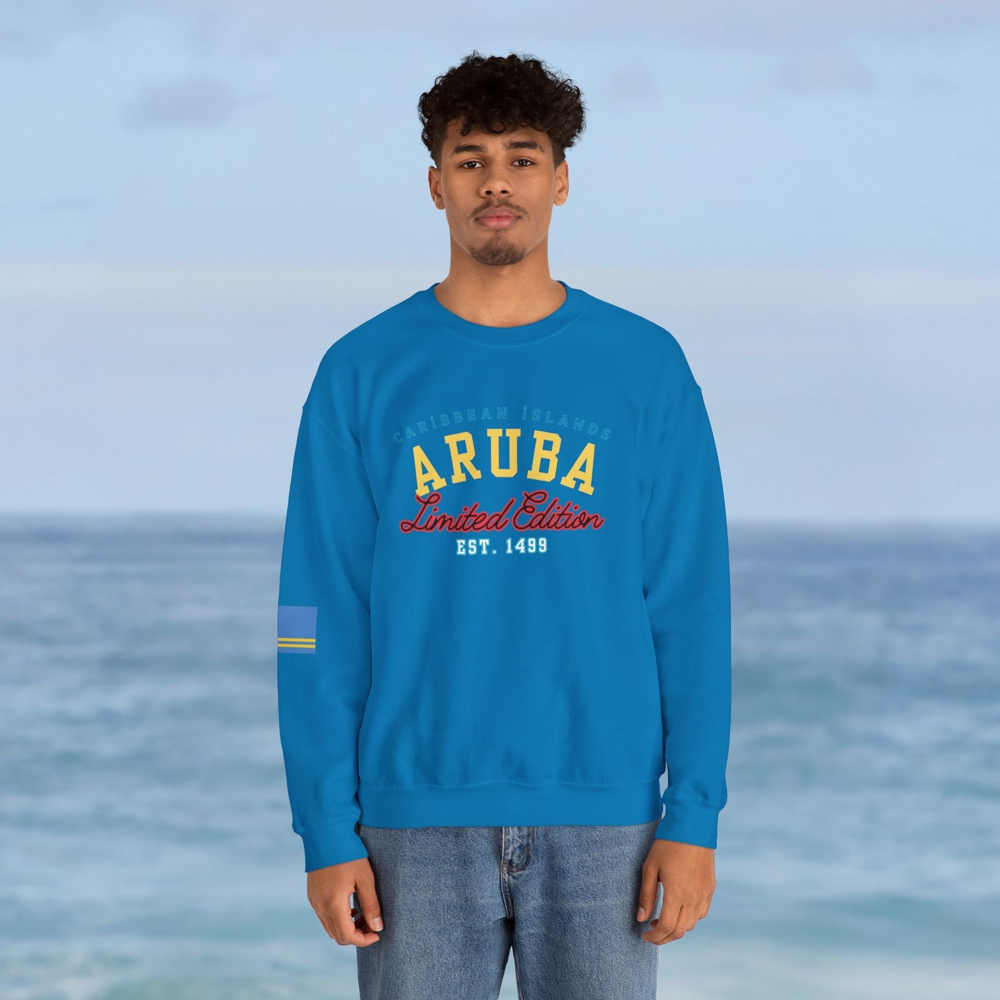 Aruba Caribbean University Sweatshirt Gildan 18000 Unisex Heavy Blend Crewneck Sweatshirt La Vie Bien Aruba Caribbean University Sweatshirt
