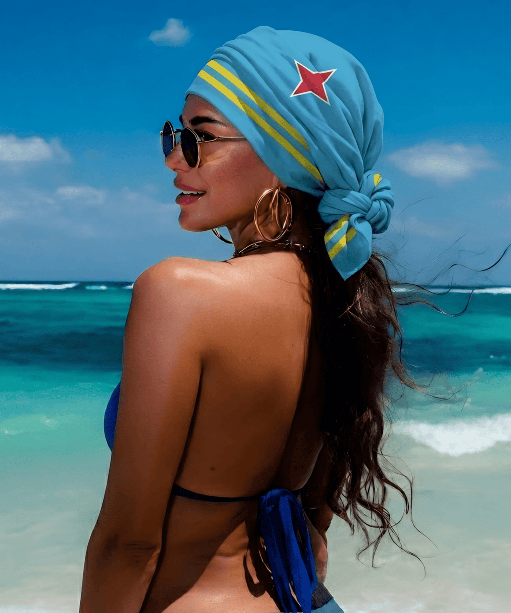 Aruba Flag Bandana All-Over Print Bandana La Vie Bien Aruba Flag Bandana
