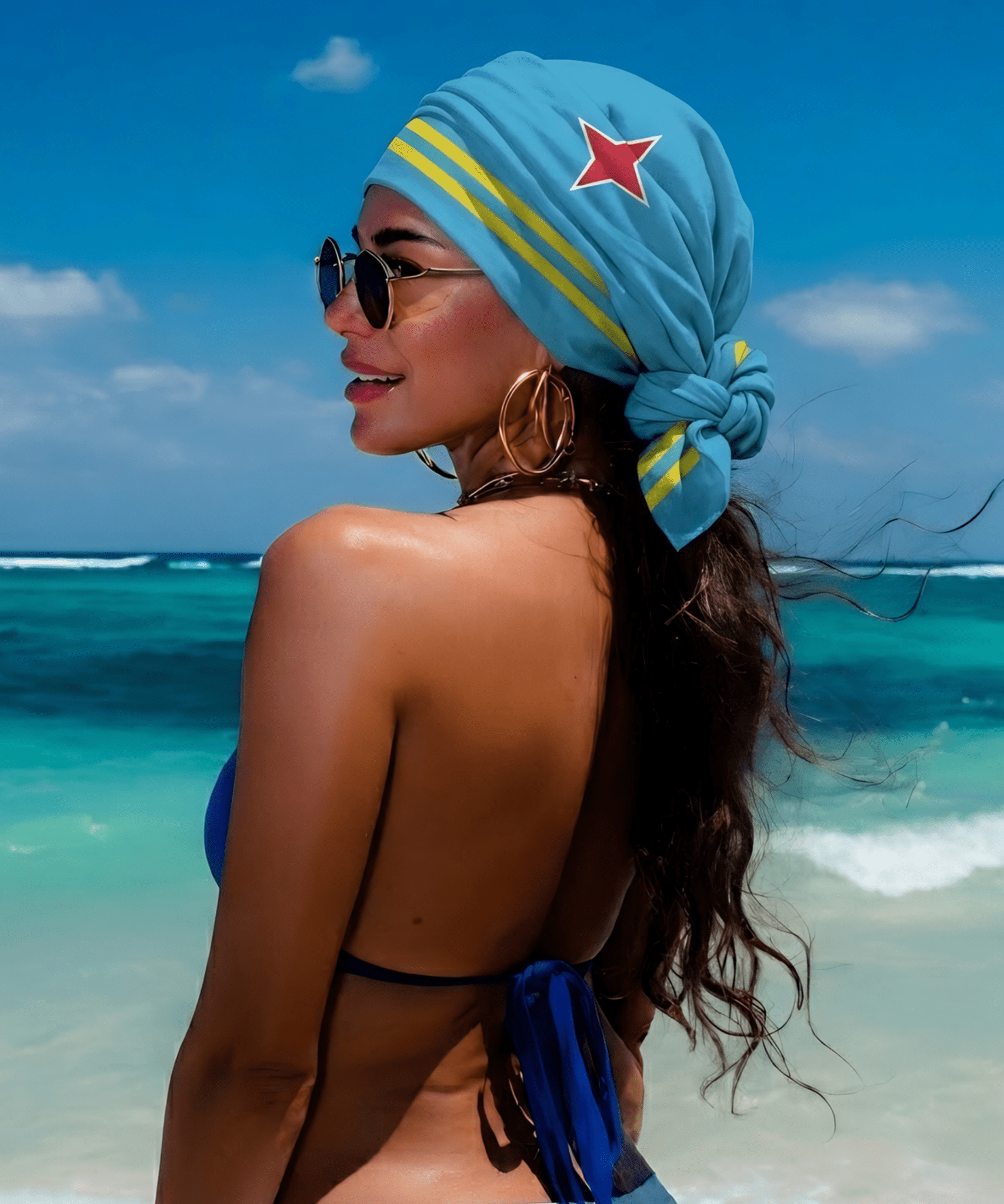 Aruba Flag Bandana All-Over Print Bandana La Vie Bien Aruba Flag Bandana