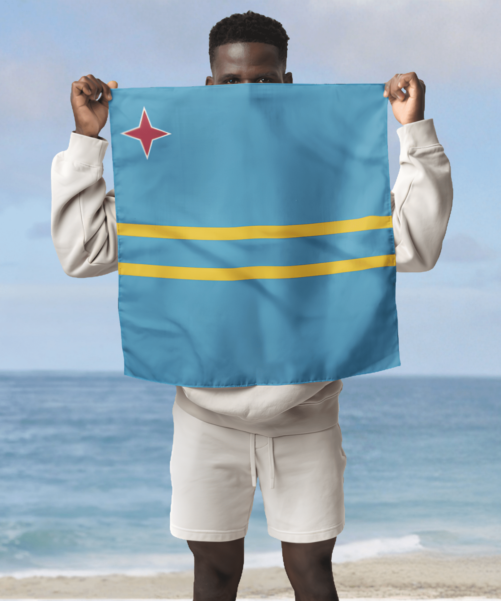 Aruba Flag Bandana All-Over Print Bandana La Vie Bien Aruba Flag Bandana