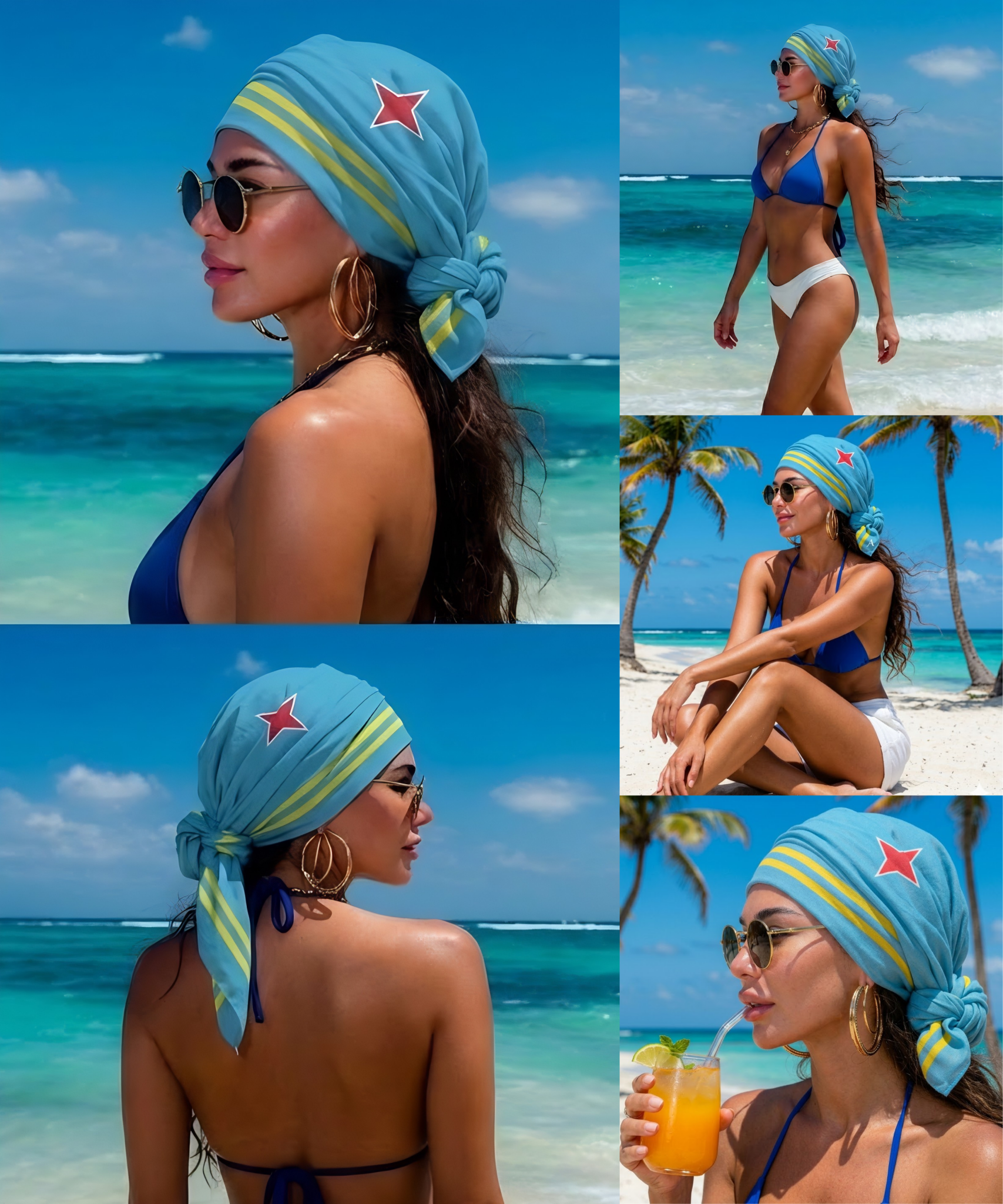 Aruba Flag Bandana All-Over Print Bandana La Vie Bien Aruba Flag Bandana