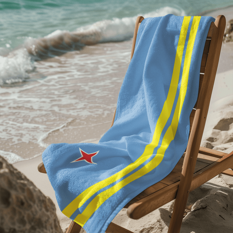 Aruba Flag Beach Towel Beach Towel (Generic Brand) La Vie Bien Aruba Flag Beach Towel