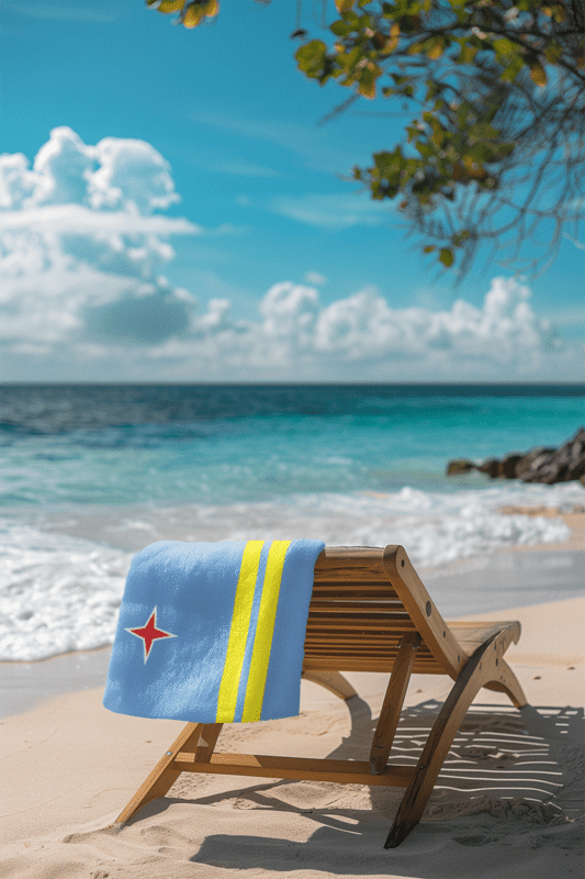 Aruba Flag Beach Towel Beach Towel (Generic Brand) La Vie Bien Aruba Flag Beach Towel