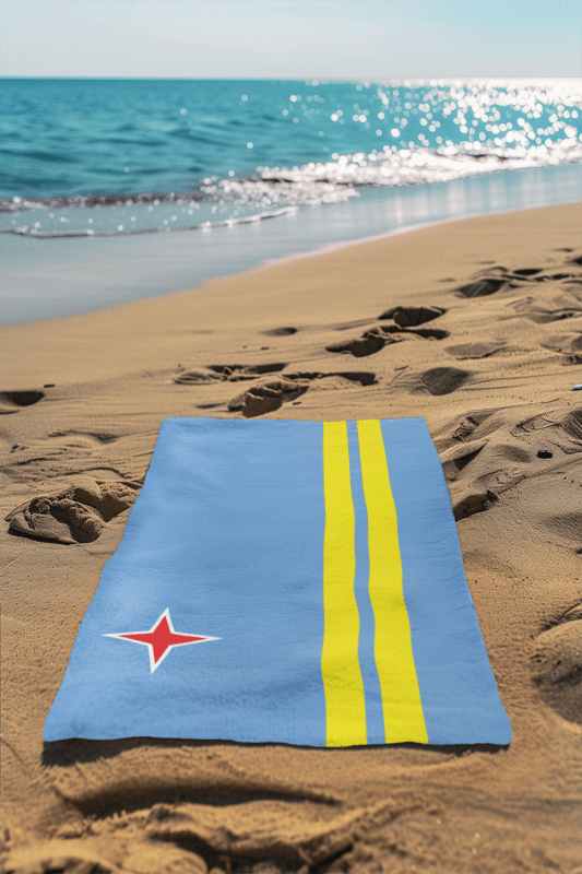 Aruba Flag Beach Towel Beach Towel (Generic Brand) La Vie Bien Aruba Flag Beach Towel