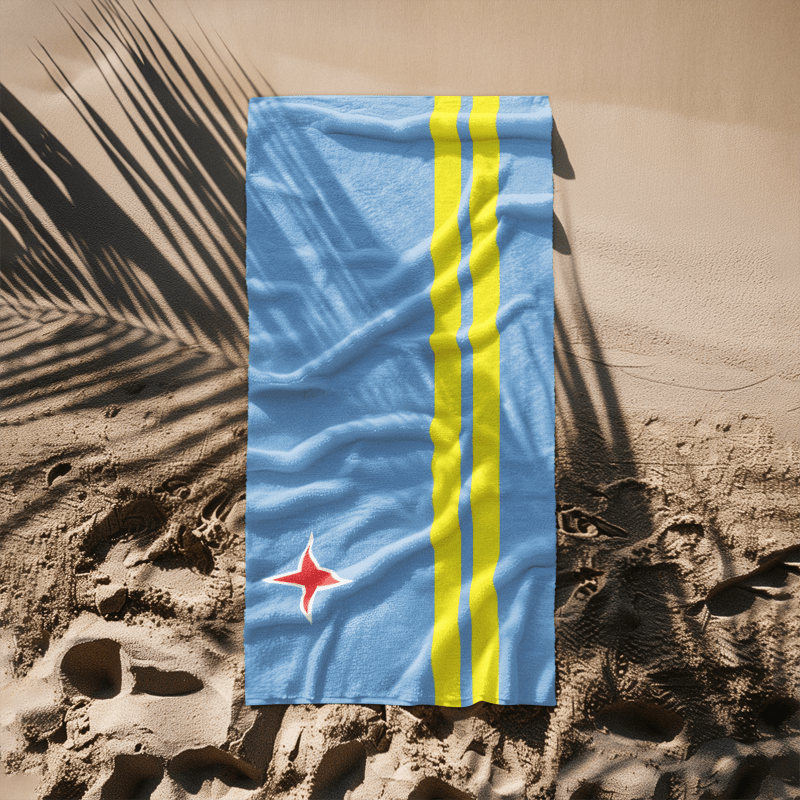 Aruba Flag Beach Towel Beach Towel (Generic Brand) La Vie Bien Aruba Flag Beach Towel