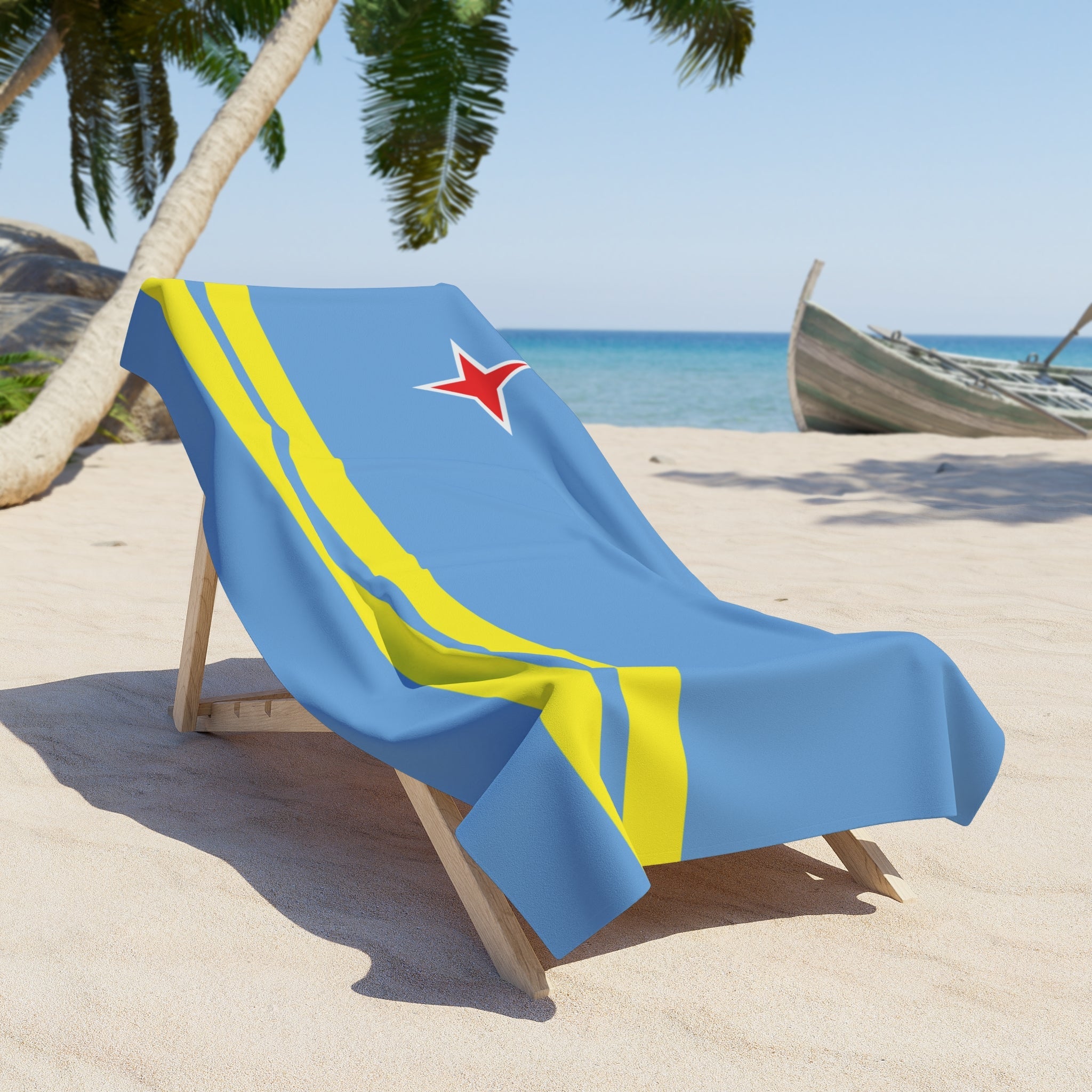 Aruba Flag Beach Towel Beach Towel (Generic Brand) La Vie Bien Aruba Flag Beach Towel