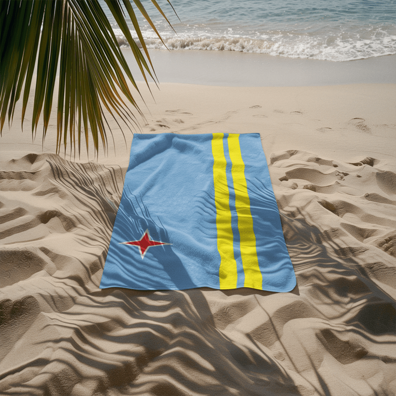 Aruba Flag Beach Towel Beach Towel (Generic Brand) La Vie Bien Aruba Flag Beach Towel